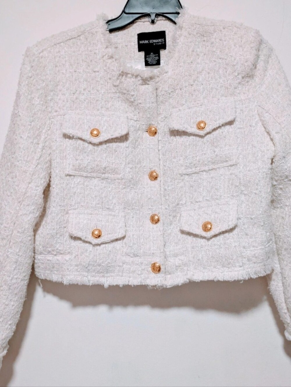 Mark Edwards Studio Cream Tweed Button-Front Jacket